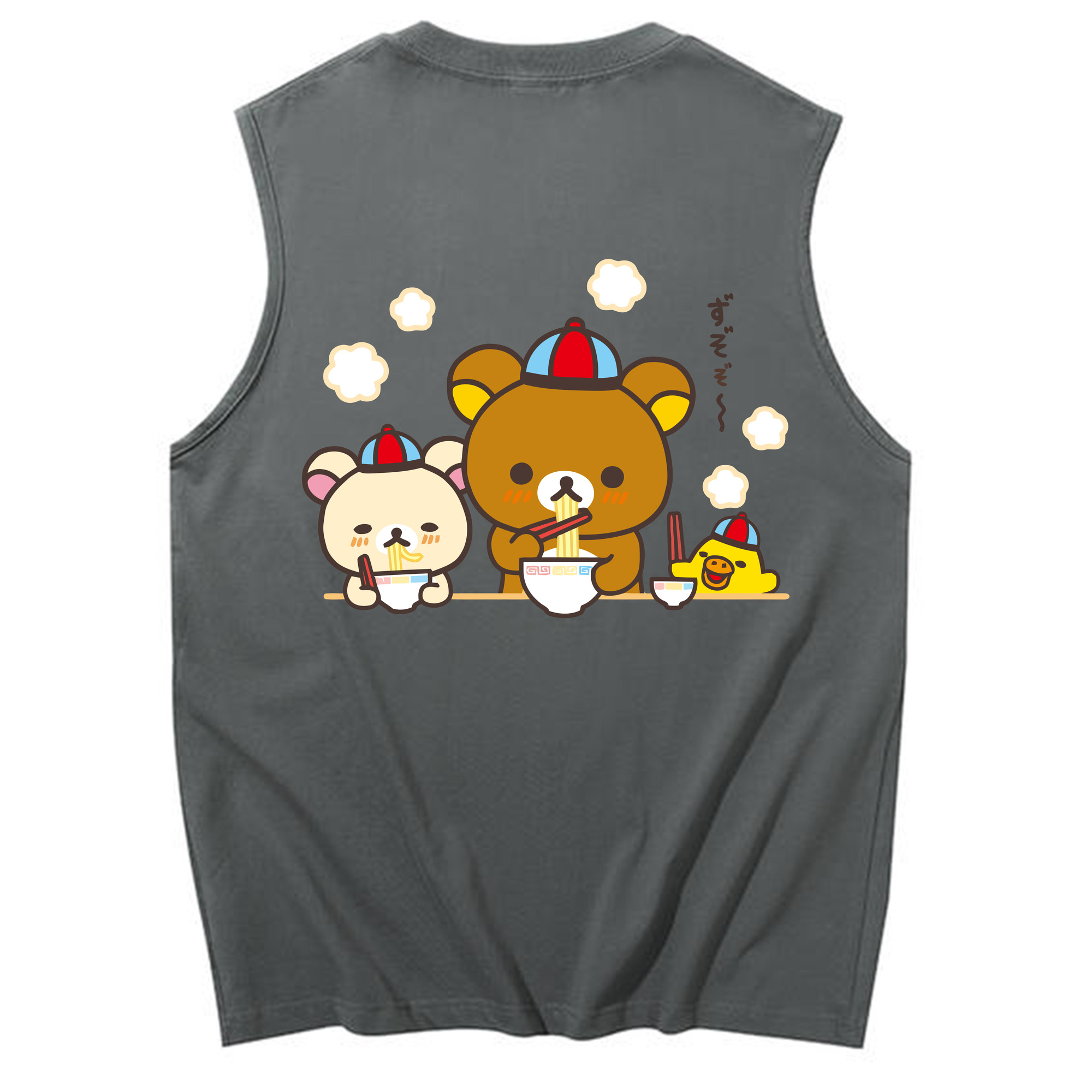 （画像用） リラックマ リラックマ キイロイトリ Rilakkuma Korilakkuma Kiiroitori コットン100％タンクトップ（背面プリント）